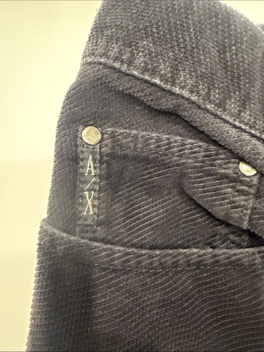 Armani Exchange Black Corduroy Straight-Leg Pants
